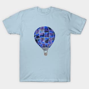 Watercolor Hot Air Balloon - blue, purple, gray T-Shirt
